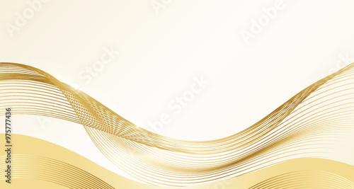 Luxury background in dark blue and gold color. Backdrop with cool gradient wave shiny geometric futuristic ornament for beauty hotel aesthetic expensive brand