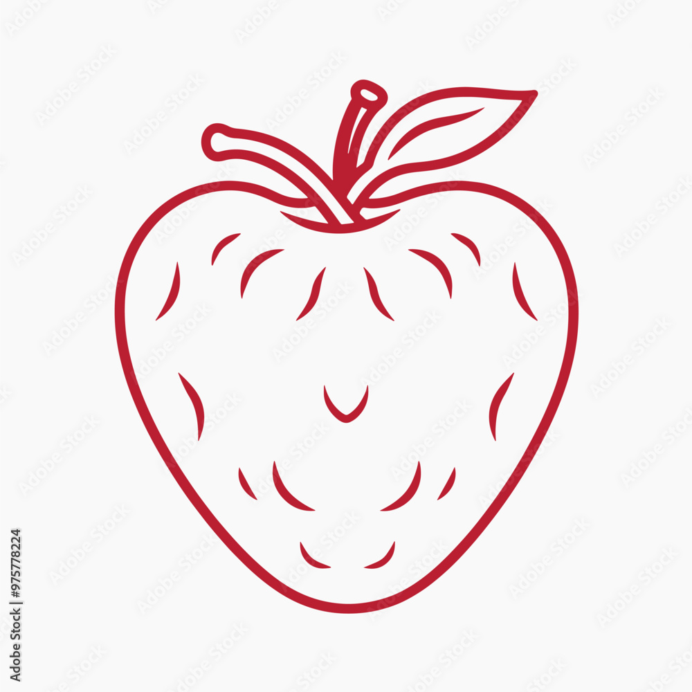 Simple red strawberry line drawing Simple red strawberry line drawing