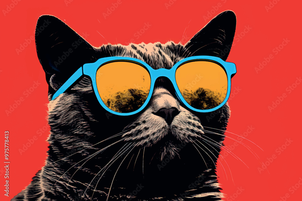 Fototapeta Cool cat wearing sunglasses
