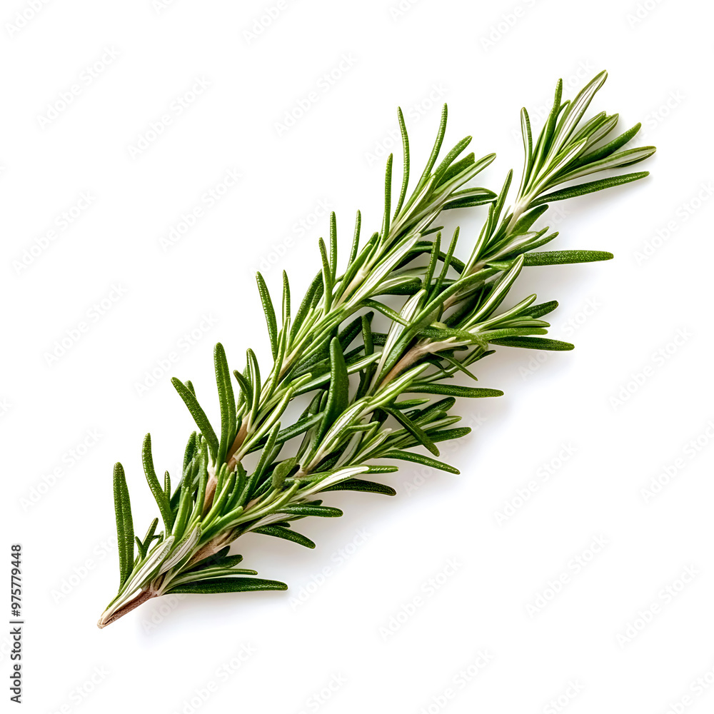 Fototapeta premium solitary rosemary branch on white