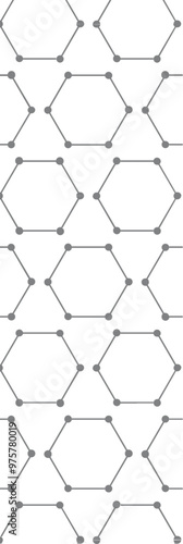 A pattern of interconnected hexagons with dots at each vertex, creating a geometric design.