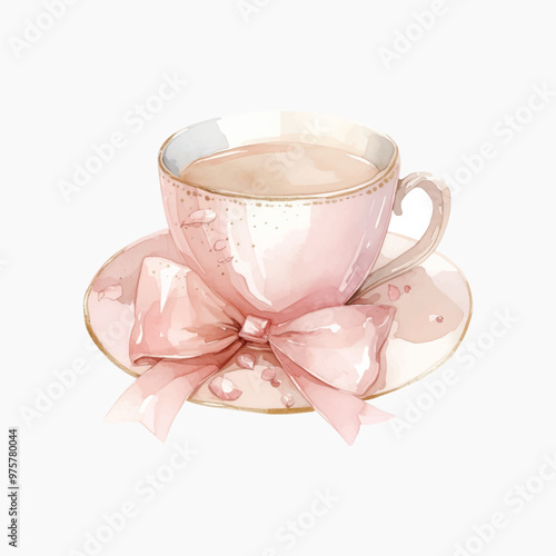 Elegant pink teacup with bow