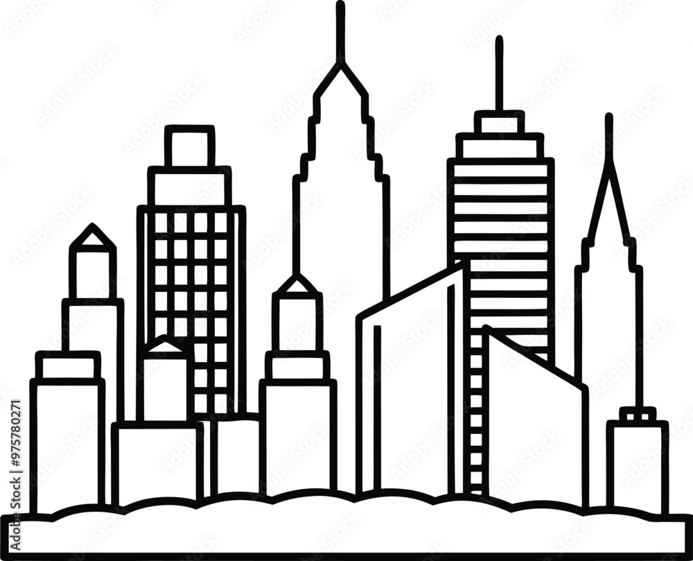 Fototapeta premium Futuristic City Skyline Art