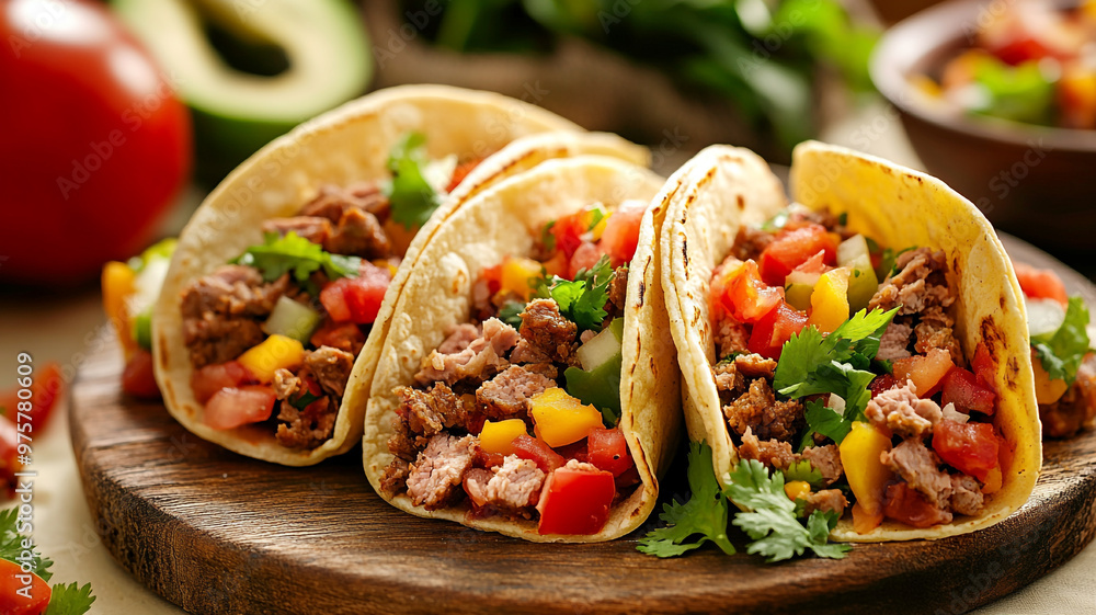 Celebrating National Taco Day with delicious beef tacos and fresh toppings Celebrating National Taco Day with delicious beef tacos and fresh toppings
