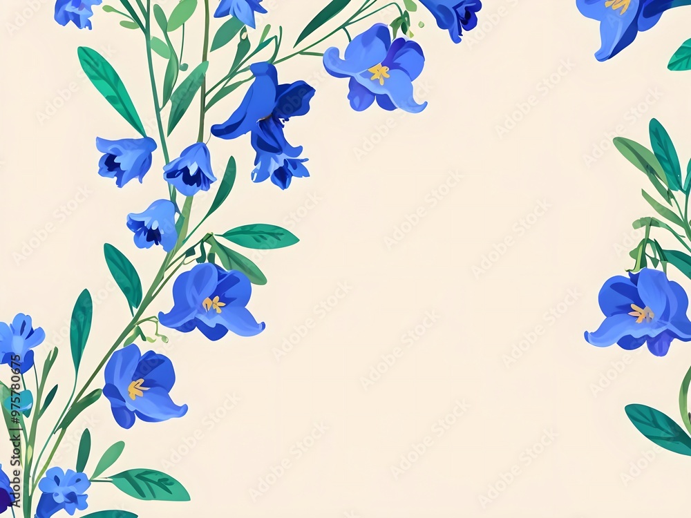 Blue Flowers with Beige Background Blue Flowers with Beige Background