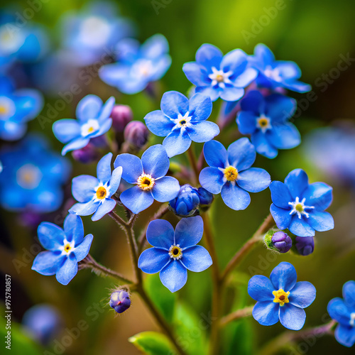 Blue Flowers. Macro picture of very tiny blue wild flowers