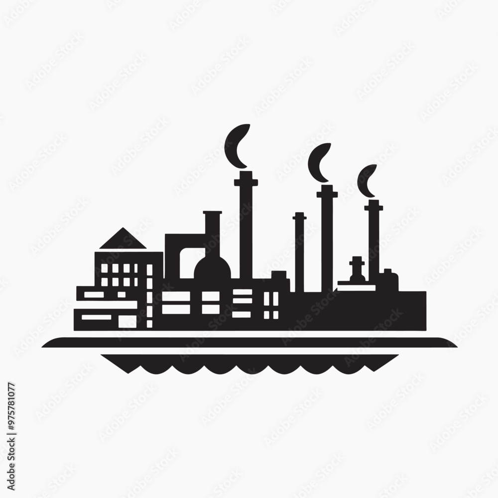 Naklejka premium Industrial factory silhouette illustration