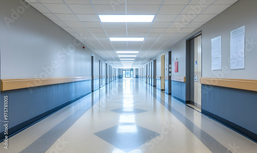 School hallway with storage cabinets background design