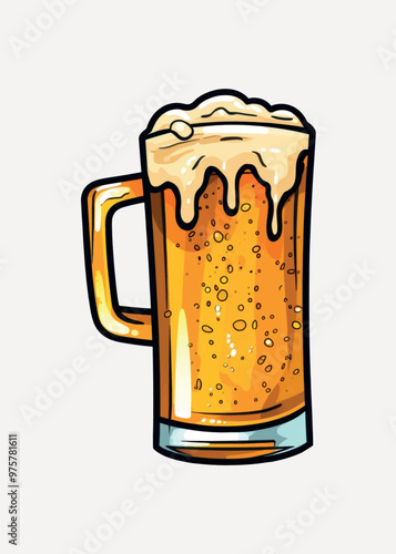 Refreshing beer mug illustration