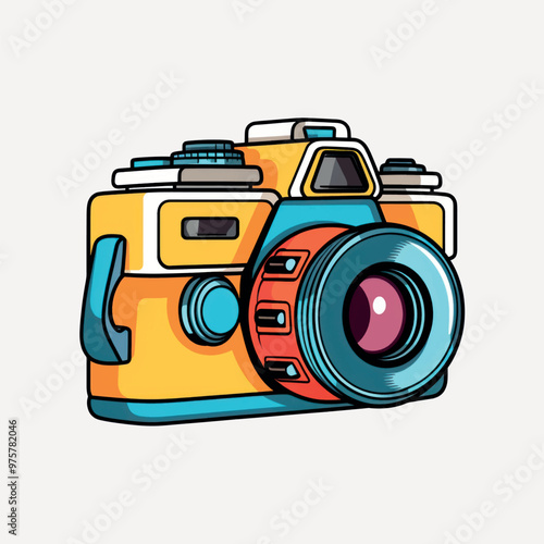 Colorful vintage camera illustration