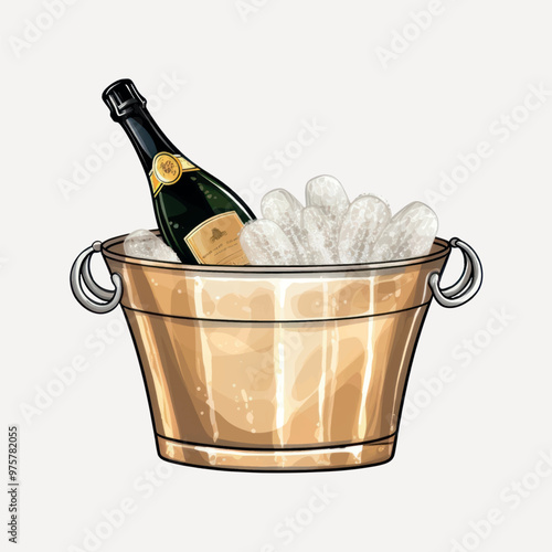 Champagne bottle in ice bucket