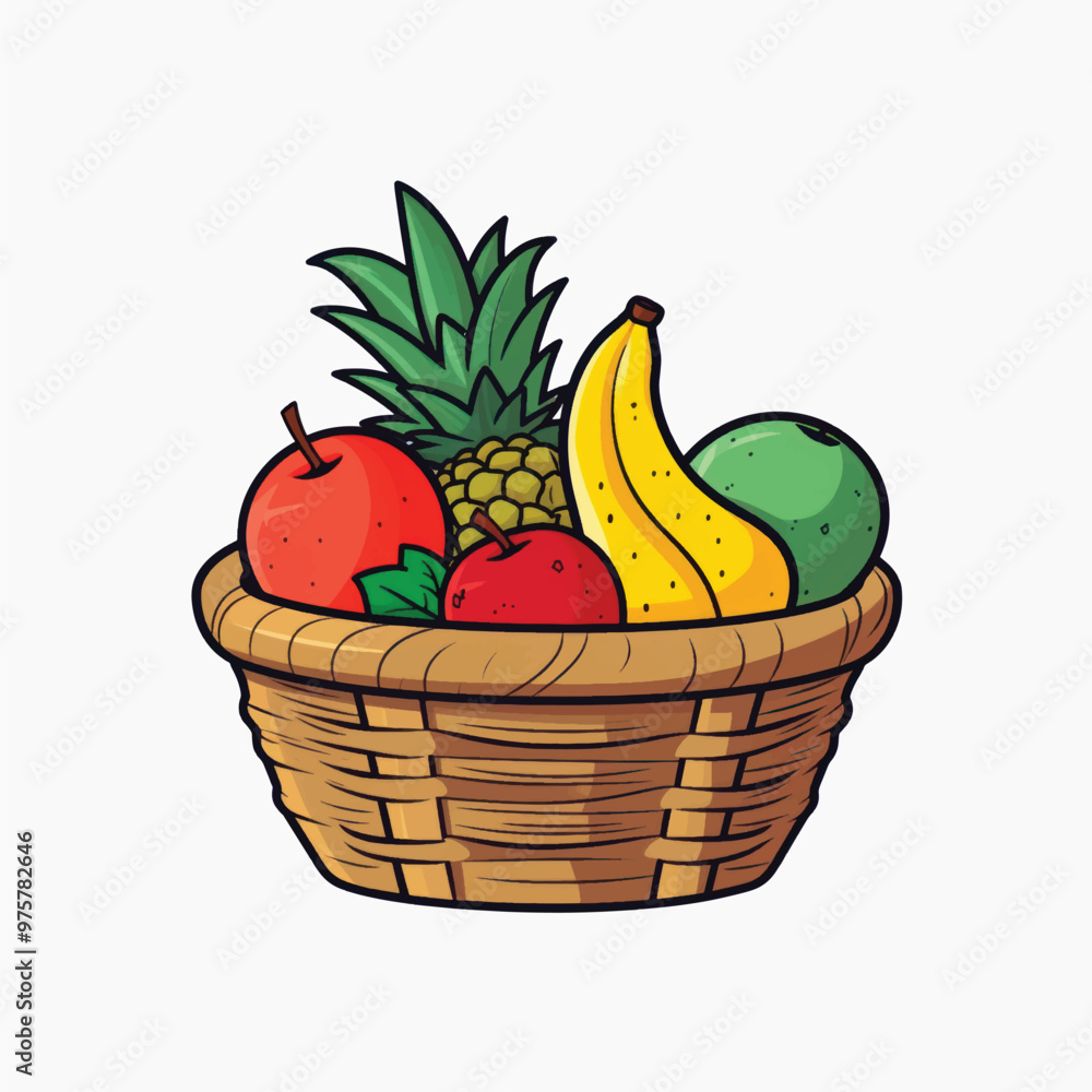 Colorful fruit basket illustration Colorful fruit basket illustration