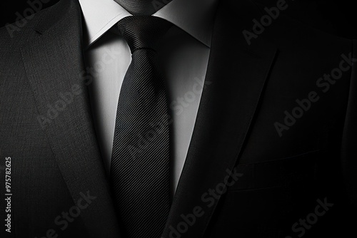 Closeup of a Black Suit with a Tie