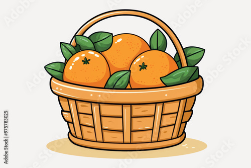 Fresh oranges in wicker basket