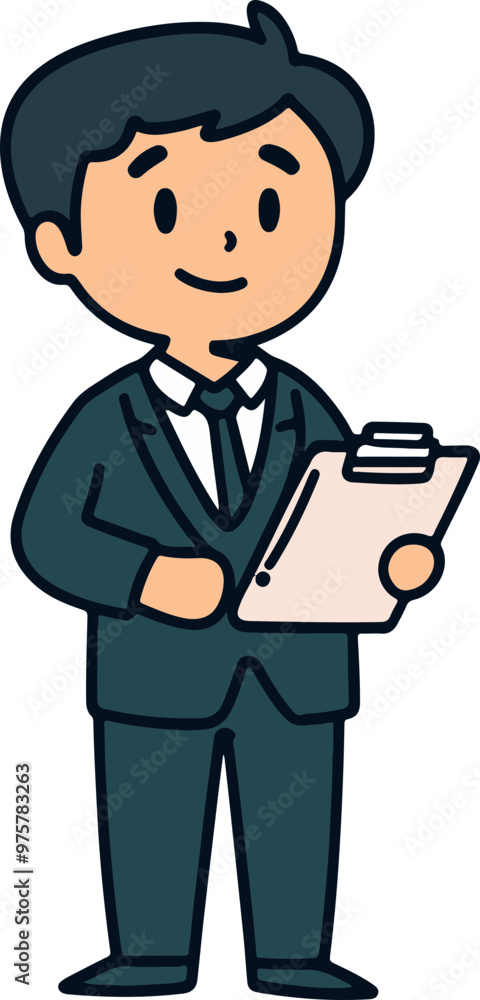 Illustration of a Businessman Holding a Clipboard Illustration of a Businessman Holding a Clipboard