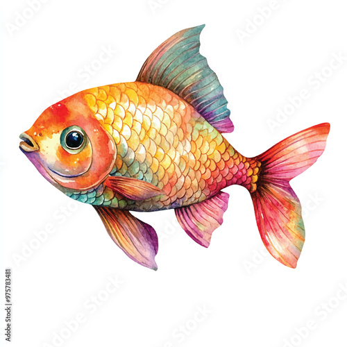 cute fish  watercolor clipart illustration isolated