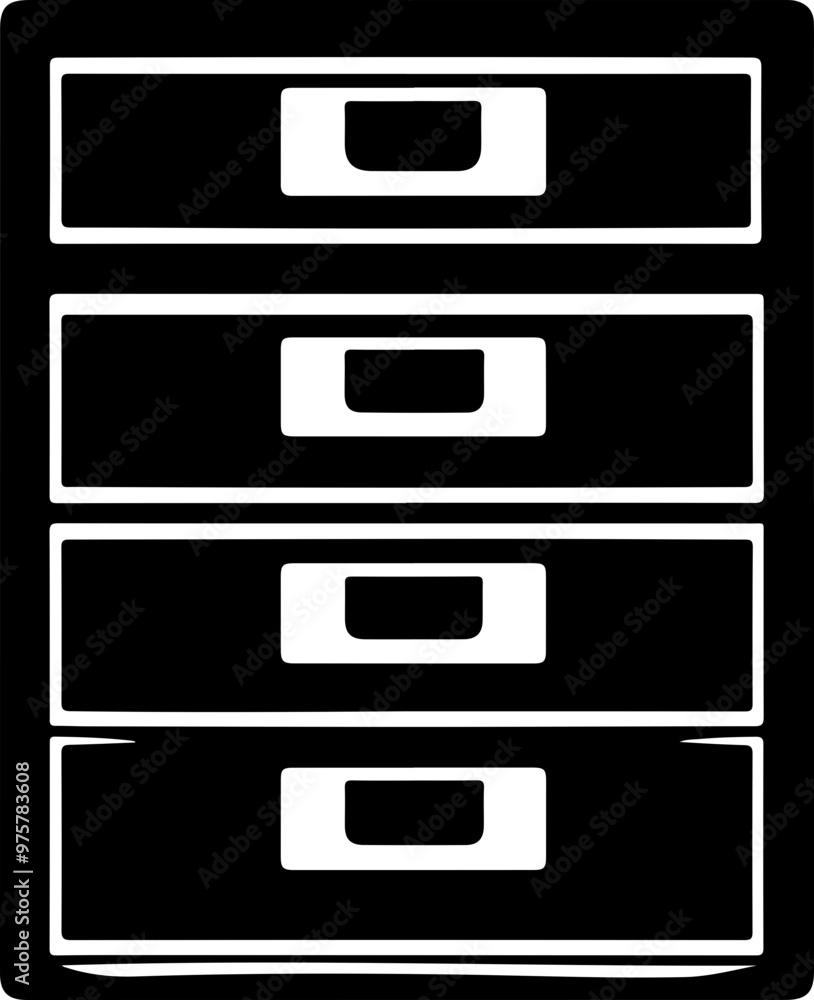 Vector Image of Four Drawer Storage Cabinet Vector Image of Four Drawer Storage Cabinet