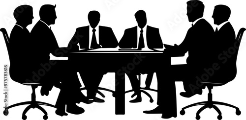 Silhouettes of Businesspeople Around Conference Table