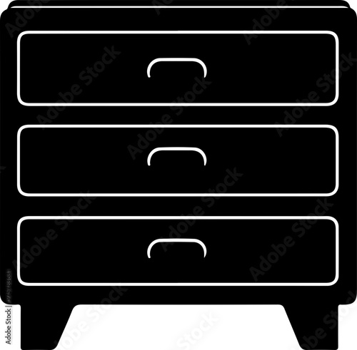 Minimalist Vector Illustration of a Three-Drawer Chest