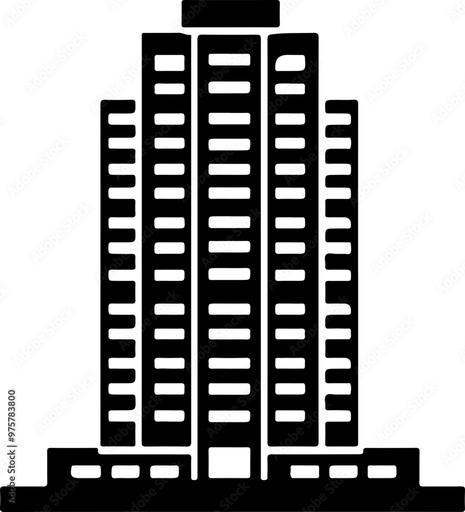 Silhouette of a Modern Office Tower Building Silhouette of a Modern Office Tower Building