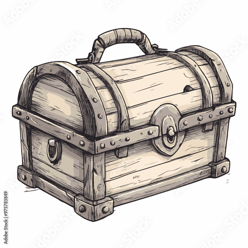 Illustration of a Wooden Treasure Chest