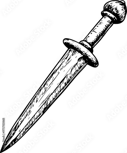 Vintage Dagger Illustration with Intricate Details