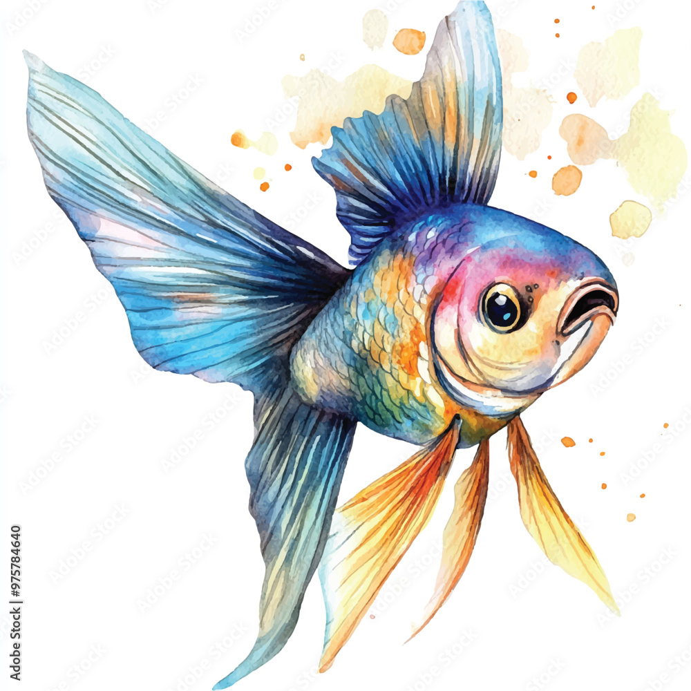 Obraz premium cute fish watercolor clipart illustration isolated