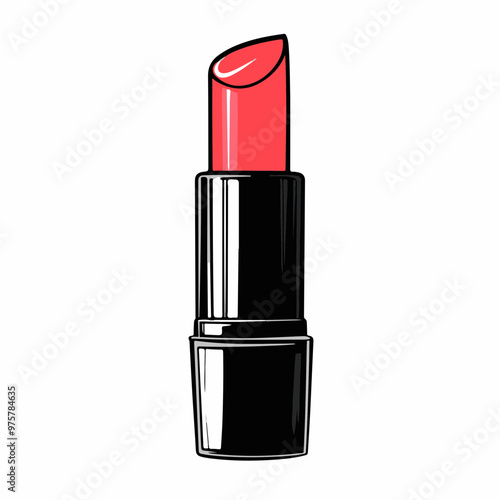 Stylized Vector Illustration of a Red Lipstick