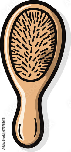 Vector Illustration of a Wooden Hairbrush