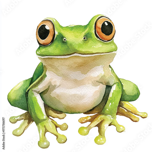 cute frog watercolor clipart illustration isolated