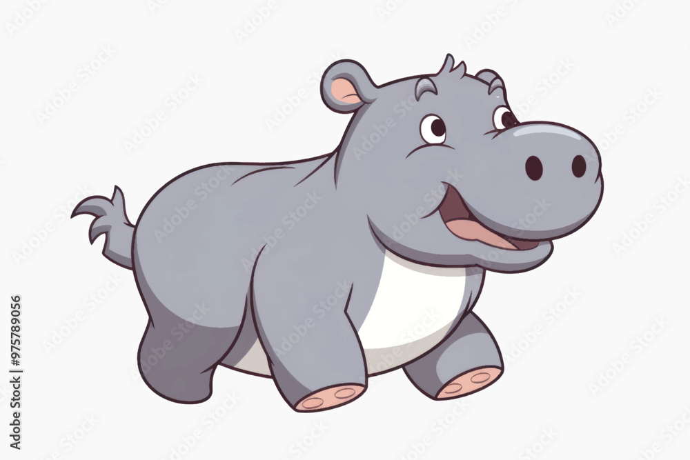 Fototapeta premium Cute cartoon baby hippo illustration