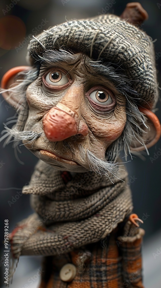 Detailed Handmade Doll with Expressive Face Detailed Handmade Doll with Expressive Face