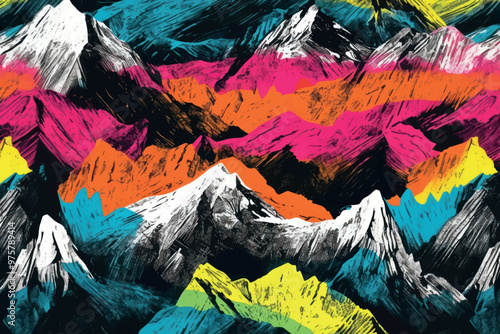 Colorful abstract mountain landscape
