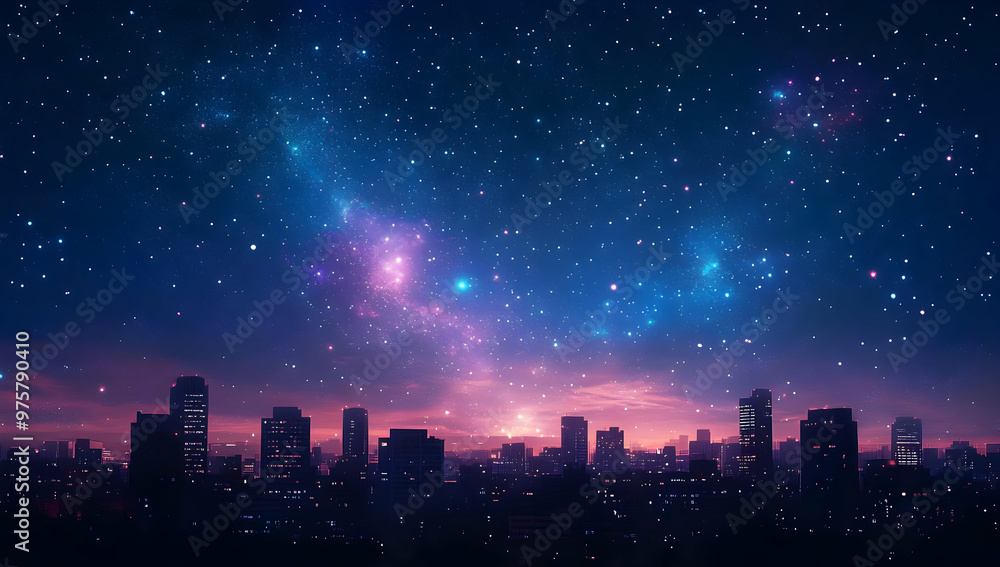 A breathtaking skyline under a starry night filled with vibrant galaxies, creating a dreamy cosmic atmosphere. A breathtaking skyline under a starry night filled with vibrant galaxies, creating a dreamy cosmic atmosphere.
