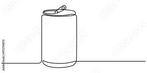 Continuous line drawing of soda aluminum can. One line of aluminum can. Soda refreshing drink concept continuous line art. Editable outline, drink can in continuous line drawing minimalist style, food