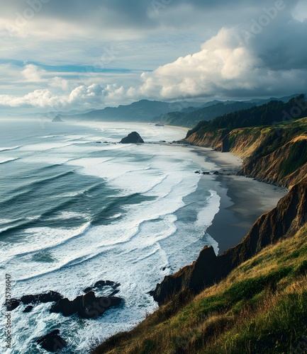 Ocean Waves Crashing on the Oregon Coast