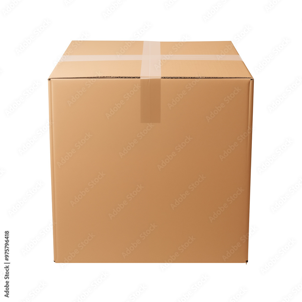 Large Cardboard Box Sealed With Tape Isolated On A Transparent Background Large Cardboard Box Sealed With Tape Isolated On A Transparent Background
