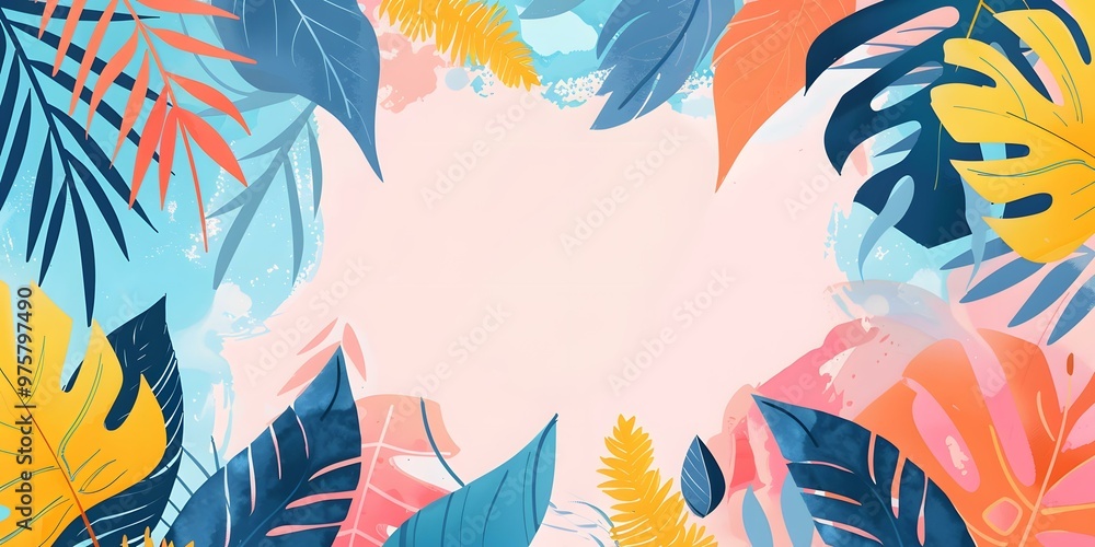 Tropical Leaves Border Background Illustration Tropical Leaves Border Background Illustration