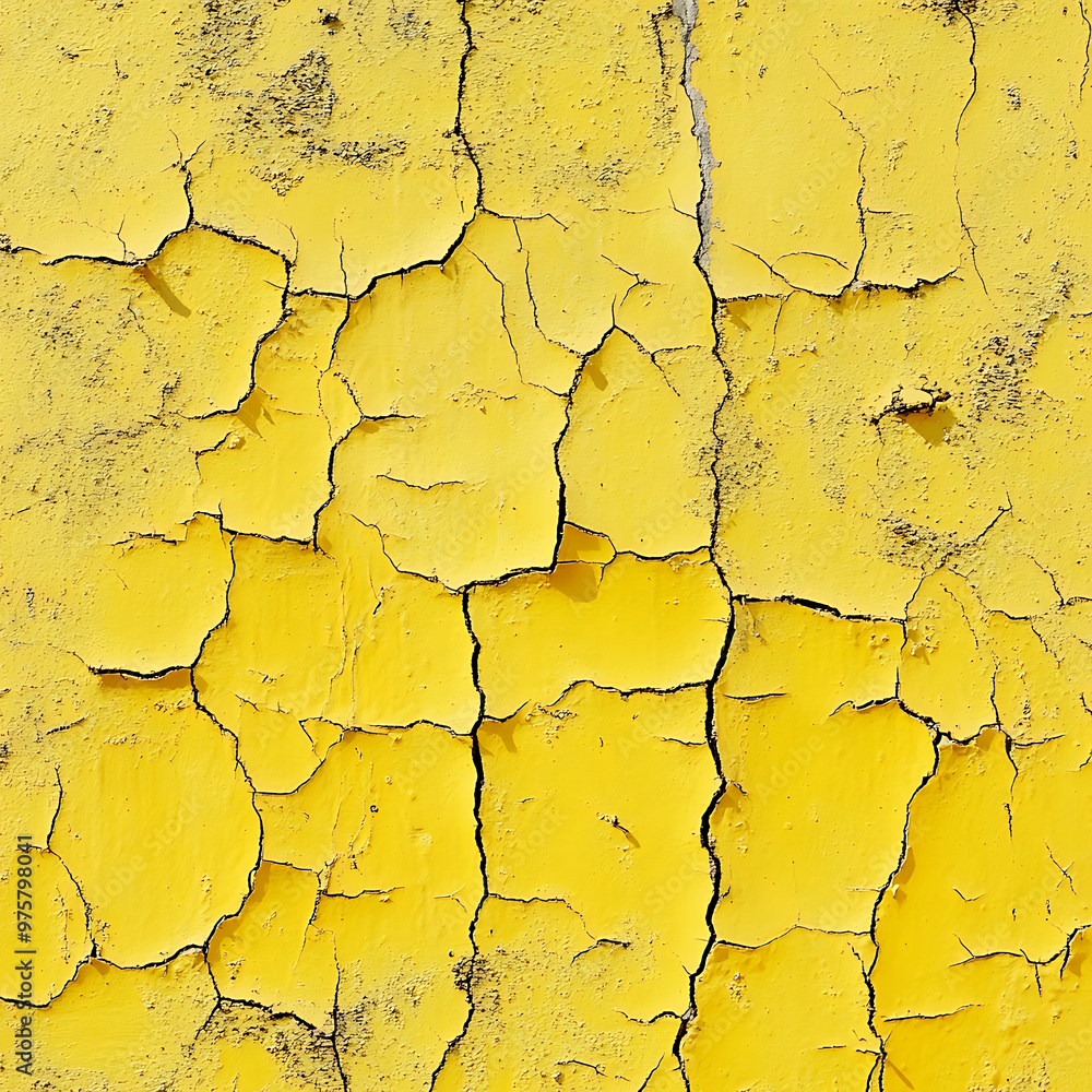 Peeling plaster and yellow and white paint on a building's external wall Peeling plaster and yellow and white paint on a building's external wall