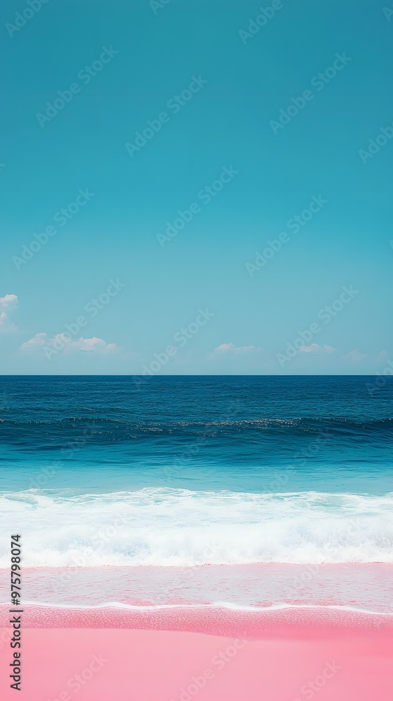 Pink Sand Beach with Blue Sky and Ocean Pink Sand Beach with Blue Sky and Ocean