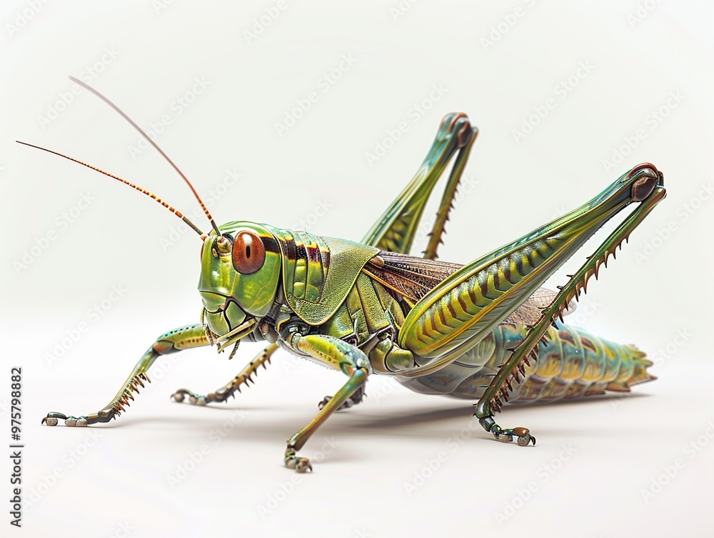 Green Grasshopper Macro Photography: Close Up of a Vibrant Insect Green Grasshopper Macro Photography: Close Up of a Vibrant Insect