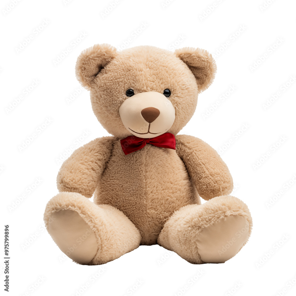 Adorable Plush Teddy Bear With Red Bow Tie Isolated On Transparent Background Adorable Plush Teddy Bear With Red Bow Tie Isolated On Transparent Background