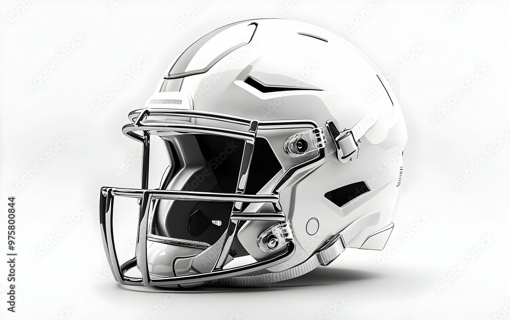 Fototapeta premium High-quality white football helmet with sleek design, perfect for showcasing sports gear and protection equipment.