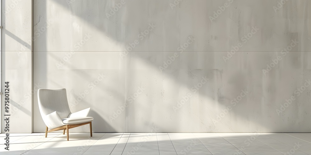 Minimalist White Chair Against Concrete Wall Minimalist White Chair Against Concrete Wall