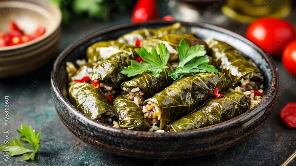 Dolma, also known as tolma or sarma, are rice and meat-filled grape leaves. Classic Greek, Ottoman, Turkish, and Caucasian food Dolma, also known as tolma or sarma, are rice and meat-filled grape leaves. Classic Greek, Ottoman, Turkish, and Caucasian food