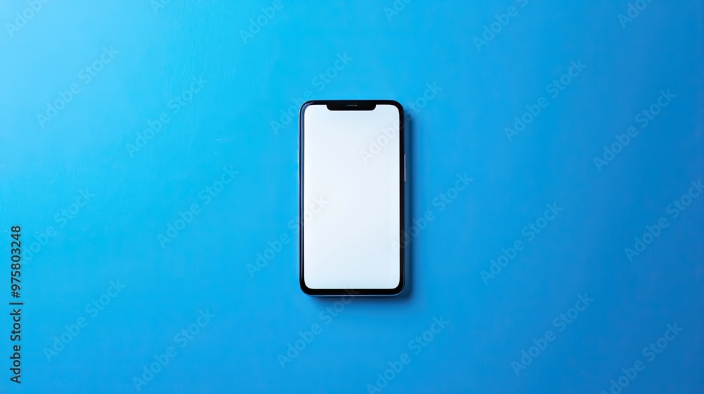 Minimalist image of a smartphone with a white screen on a bright blue background, creating a clean tech visual. Minimalist image of a smartphone with a white screen on a bright blue background, creating a clean tech visual.