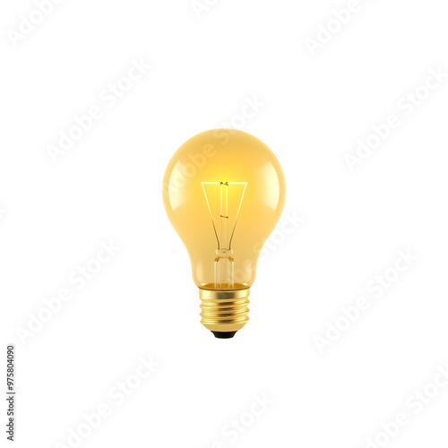 Yellow light bulb isolated on a transparent background. 3d rendering.