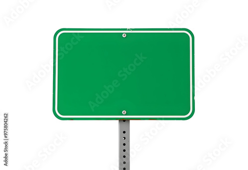 Blank green road sign isolated on transparent background. 3d rendering.