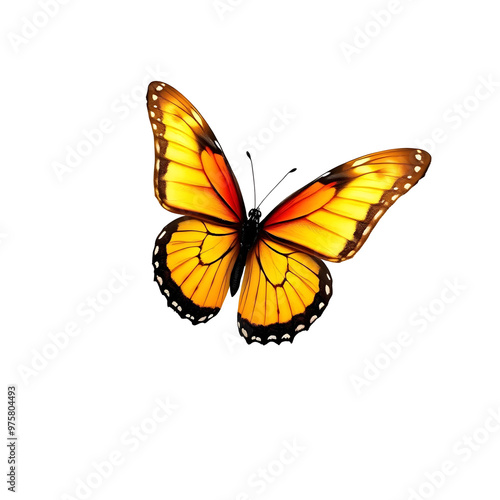 Butterfly flying isolated on transparent background with clipping path. Beautiful insect.