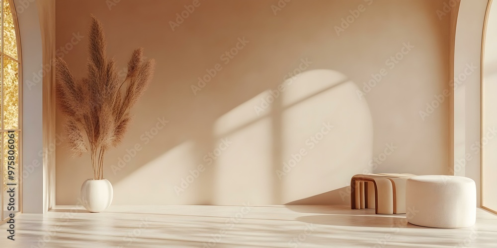 Minimalist Interior Design with Beige Walls and Pampas Grass Minimalist Interior Design with Beige Walls and Pampas Grass
